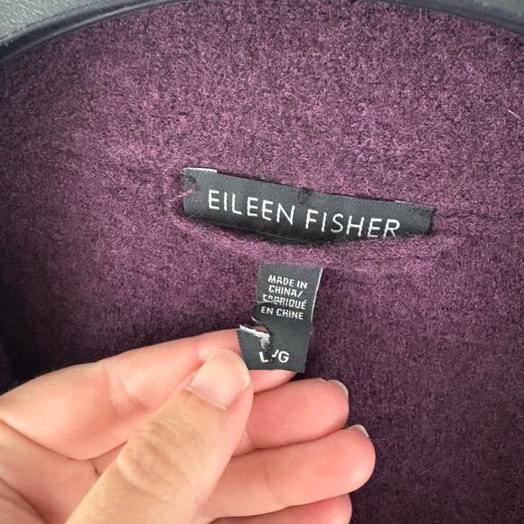 Eileen Fisher Purple Merino Wool Cardigan Sweater Large - Picture 7 of 7